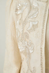 Perfectly Captivating Beige Paisley Embroidery Jacket & Dress Set
