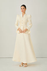 Exceptional Beauty Apricot Floral Embroidered Top & Skirt Set