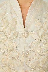 Exceptional Beauty Apricot Floral Embroidered Top & Skirt Set