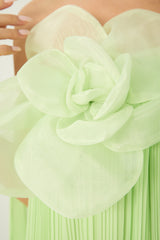 Your Only Darling Green Floral Applique Off Shoulder Maxi Dress