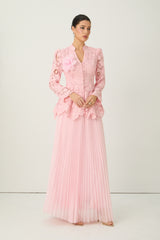 Adoring Me Pinkk Lace Flower Top & Pleated Skirt Set