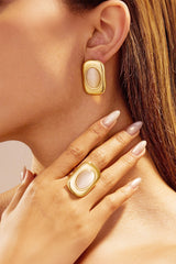 Oval Stone Statement Earring & Ring