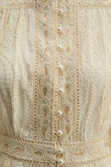 Attracted To You Beige Lace Stand Collar Lace Maxi Dress