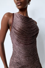 Dazzling Moment Purple Metallic Fringe Sleeveless Mini Dress