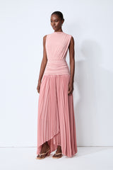Forever In My Heart Pink Ruched Bodice Pleated Maxi Dress