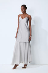 Soul Escape Satin & Chiffon Spaghetti Strap Maxi Dress