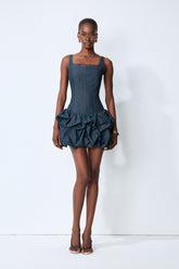 Playful Days Blue Denim Bubble Hem Mini Dress