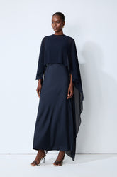Evening Whispers Blue Georgette Cape & Maxi Dress Set