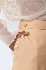Simply Refined Khaki High Waist Gold Button Pants
