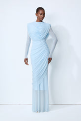 One Last Dance Blue Cowl Neck Long Sleeve Maxi Dress