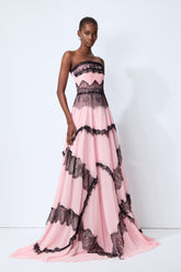 Secret Grove Pink Strapless Lace Trim Maxi Dress