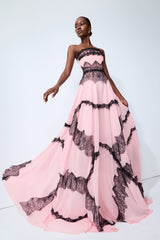 Secret Grove Pink Strapless Lace Trim Maxi Dress