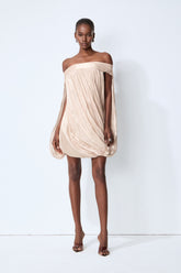Darling Mood Apricot Off Shoulder Bubble Mini Dress