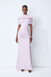 Softly Beautiful Purple Ruched Crisscross Knit Maxi Dress