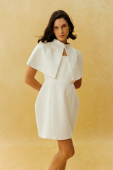 In My Feelings White Square Neck Sleeveless Dress & Cape Set