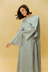 Classic Mood Grey Irregular Draped Long Sleeve Maxi Dress