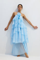Sibley Halterneck Tiered Ruffle Maxi Dress