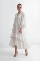 Own Your Power White V-Neck Ruffled Sleeve Maxi Dress