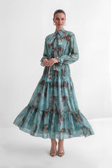 Found Your Love Teal Printed Tiered Ruffle Maxi Dress