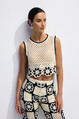 Salome Flower Crochet Sleeveless Top & Pants Set