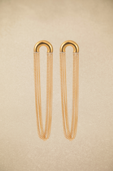 Arc Shape Dangling Tassel Earrings