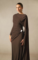 Elsie Long Sleeve Cape Detail Maxi Dress