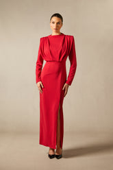 Novia Long Sleeve High Split Maxi Dress