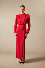 Novia Long Sleeve High Split Maxi Dress