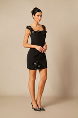 Lara Floral Embellished Square Neck Mini Dress
