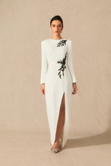 Ophelia Long Sleeve Beaded Maxi Slit Dress