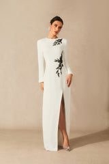 Ophelia Long Sleeve Beaded Maxi Slit Dress