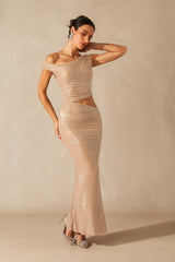 Elina One Shoulder Diamond Cutout Maxi Dress