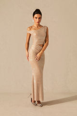 Elina One Shoulder Diamond Cutout Maxi Dress