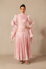 Kinsley Puff Sleeve Ruched Bodice Maxi Dress