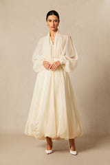 Lilly Deep V-neck Puff Sleeve Maxi Dress