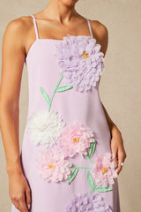 Louisa Floral Applique Spaghetti Straps Maxi Dress