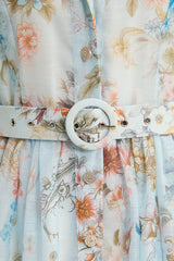 Garden Girl Moment Blue Floral Print Short Sleeve Maxi Dress