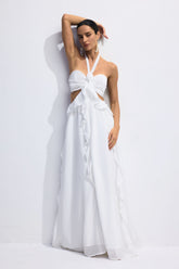 Maggie Halter Cut-Out Ruffle Maxi Dress