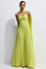 Veromca Strapless Pleated Maxi Dress