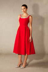 Anita Crystal Embellished Sleeveless Midi Dress