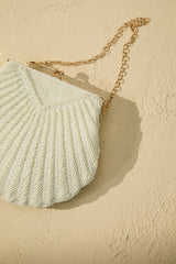 Woven Pearl Embellished Seashell Handbag