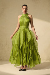 Love In Your Eyes Rosette Tiered Ruffles Maxi Dress