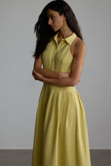 Estelle Shirt Collar Sleeveless Maxi Dress