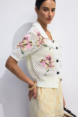 Lillian Floral Print Short Sleeve Cardigan