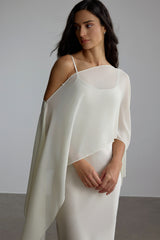 Elena Spaghetti Strap Maxi Dress With Cape Blouse