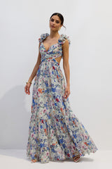 Marissa Cut-out Ruffle Maxi Dress