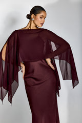 Elena Spaghetti Strap Maxi Dress With Cape Blouse