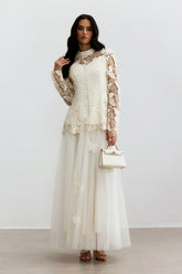 Elizabeth Butterfly Embroidered Lace Maxi Dress