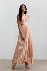 Eliza Pleated Cutout Maxi Dress