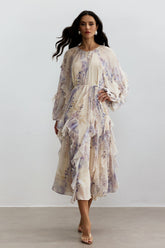 Idelle Floral Print Ruffle Midi Dress